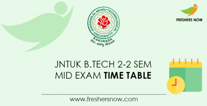 JNTUK B.Tech 2-2 Sem Mid Exam Time Table