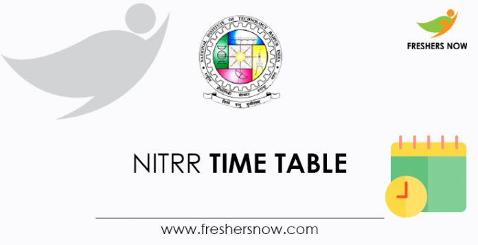 NITRR Time Table