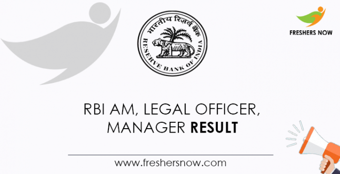 RBI AM, Legal Officer, Manager Result