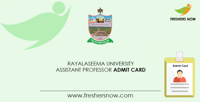 Rayalaseema University Assistant Professor Hall Ticket