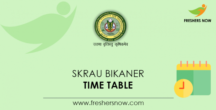 SKRAU Bikaner Time Table