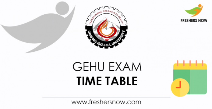 GEHU Exam Time Table