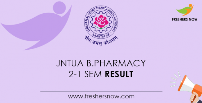 JNTUA B.Pharmacy 2-1 Sem Result