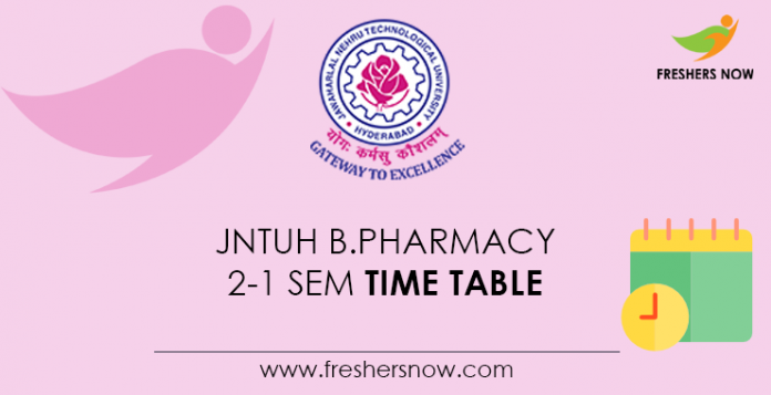 JNTUH B.Pharmacy 2-1 Sem Time Table