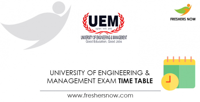 UEM Exam Time Table