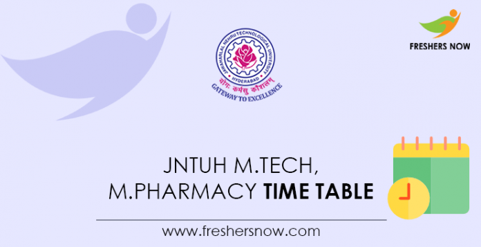 JNTUH M.Tech, M.Pharmacy Time Table