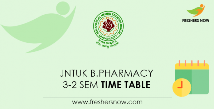 JNTUK B.Pharm 3-2 Sem Time Table