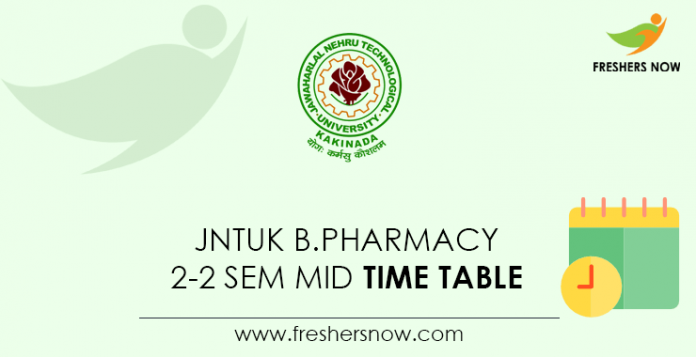 JNTUK B.Pharmacy 2-2 Sem Mid Time Table