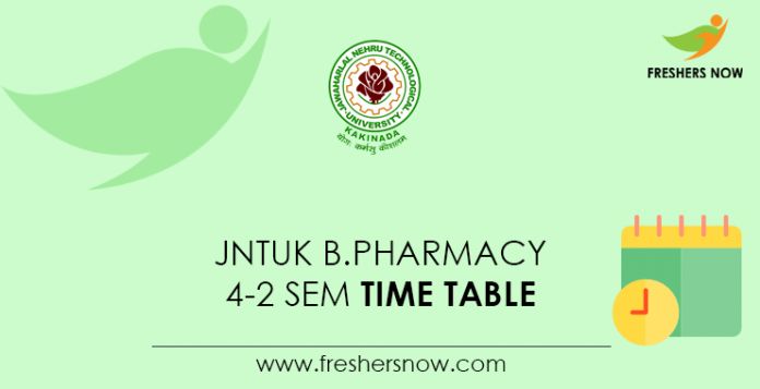 JNTUK B.Pharmacy 4-2 Sem Time Table