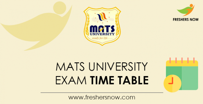 MATS University Exam Time Table