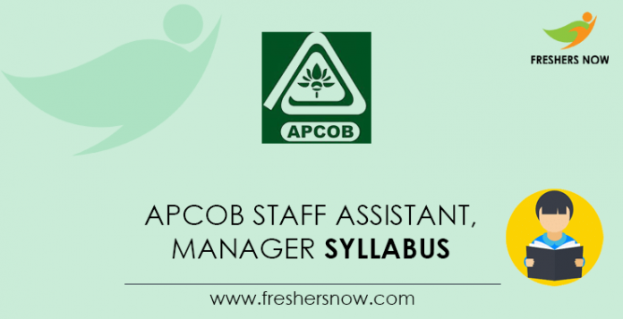 APCOB Staff Assistant, Manager Syllabus