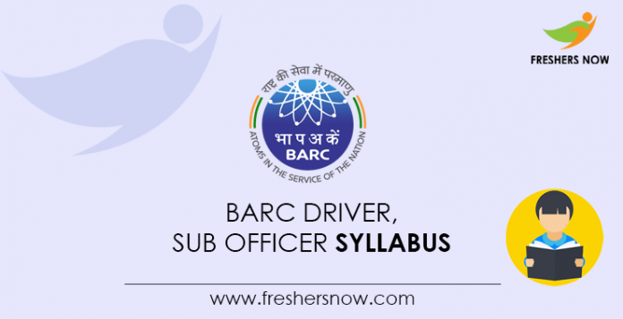 BARC Driver, Sub Officer Syllabus