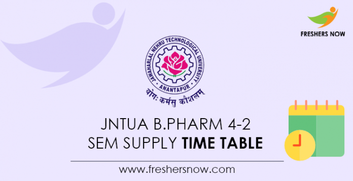 JNTUA B.Pharm 4-2 Sem Supply Time Table