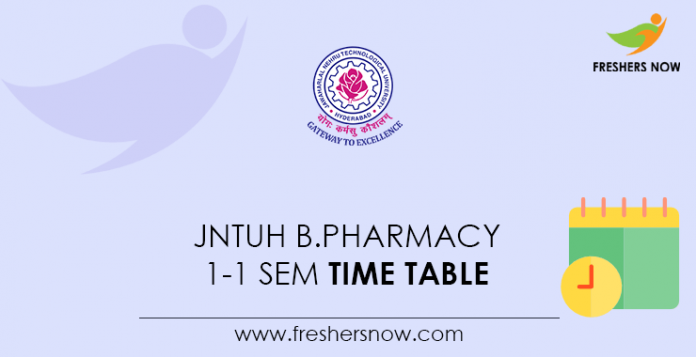 JNTUH B.Pharmacy 1-1 Sem Time Table