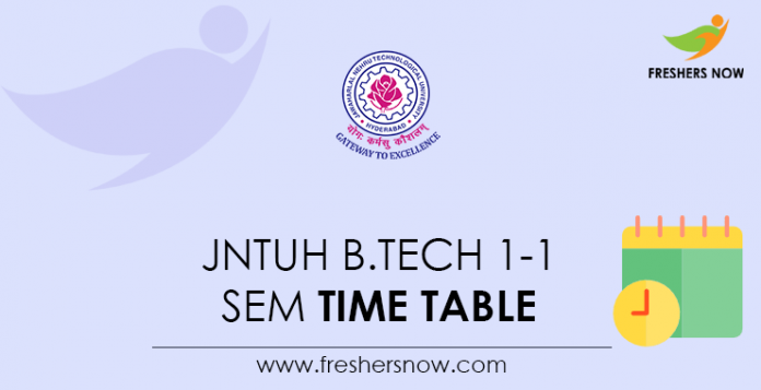JNTUH B.Tech 1-1 Sem Time Table