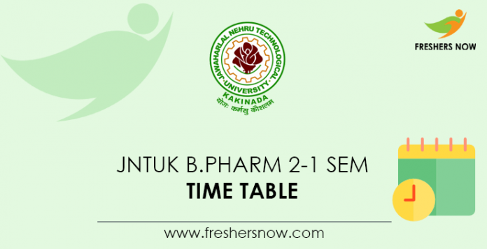 JNTUK B.Pharm 2-1 Sem Time Table