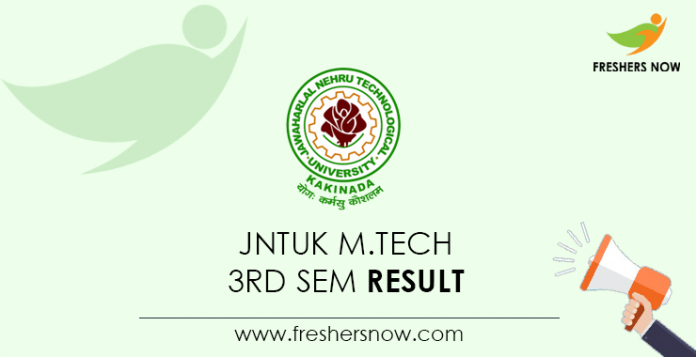 JNTUK M.Tech 3rd Sem Result