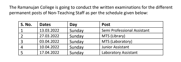 exam dates