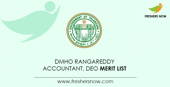 DMHO Rangareddy Accountant, DEO Merit List