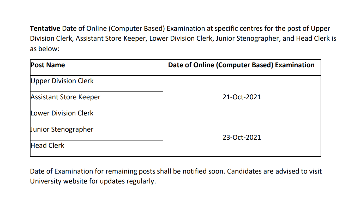 NSUT Non Teaching Exam Date