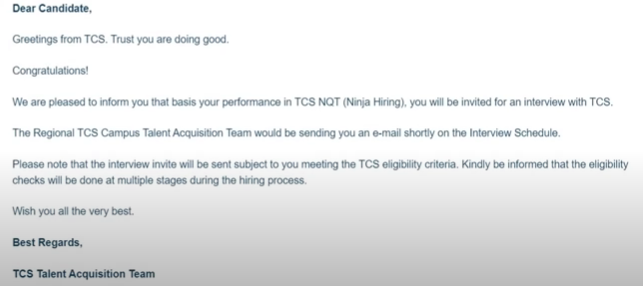 TCS Ninja Result Sample