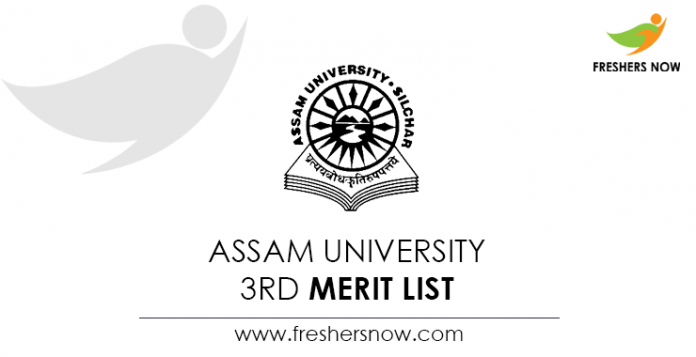 Assam University 3rd Merit List
