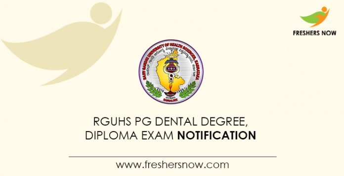 RGUHS PG Dental Degree, Diploma Exam Notification
