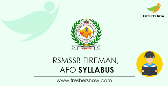 RSMSSB Fireman, AFO Syllabus