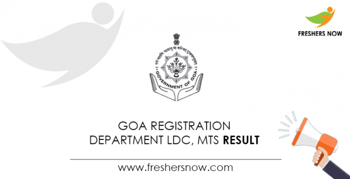 Goa Registration Department LDC, MTS Result