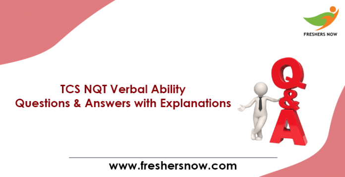 TCS NQT Verbal Ability Questions & Answers with Explanations