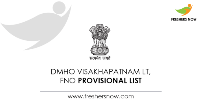 DMHO Visakhapatnam LT, FNO Provisional List