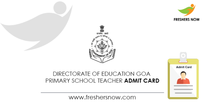 Directorate of Education Goa Primary School Teacher Admit Card