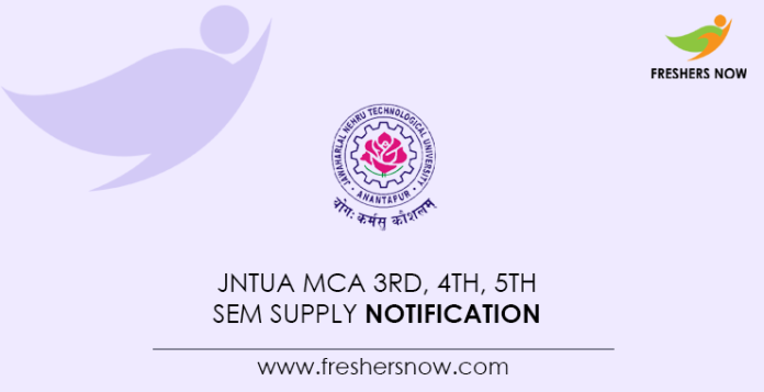 JNTUA MCA 3rd, 4th, 5th Sem Supply Notification