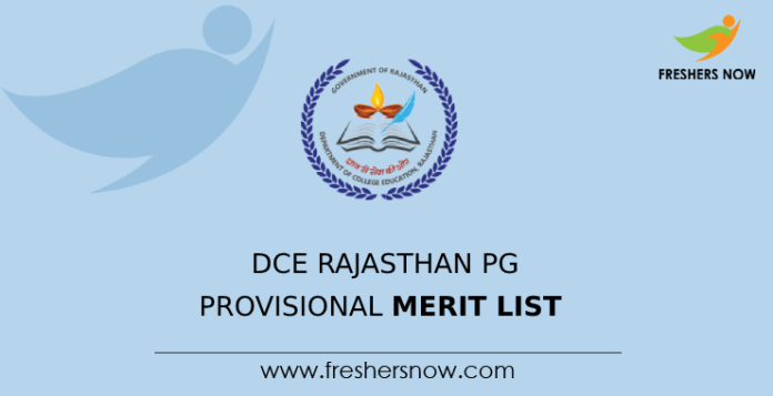 DCE Rajasthan PG Provisional Merit List
