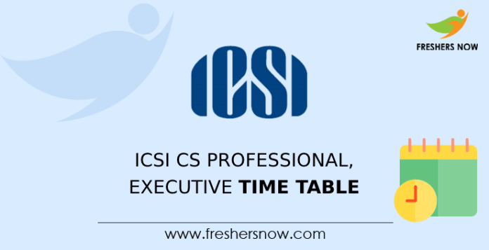 ICSI CS Professional, Executive Time table