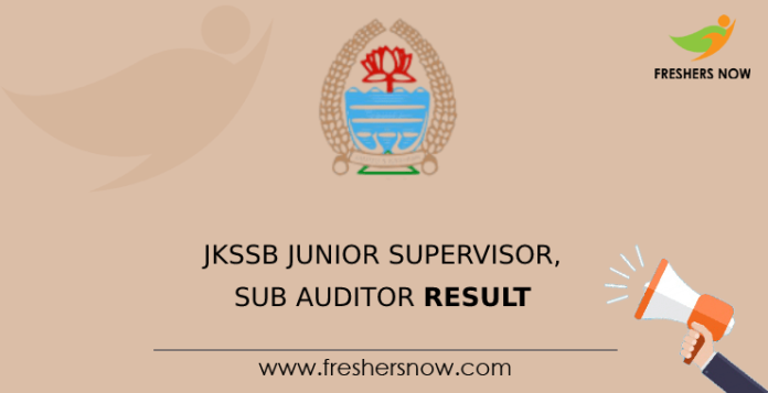 JKSSB Junior Supervisor, Sub Auditor Result
