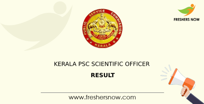 Kerala PSC Scientific Officer Result