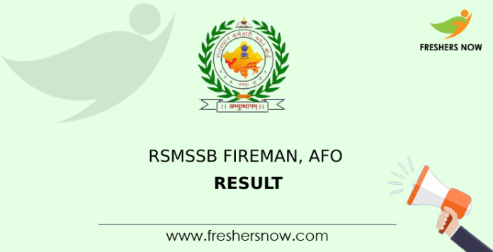 RSMSSB Fireman, AFO Result