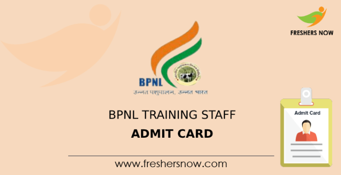BPNL Training Staff Admit Card