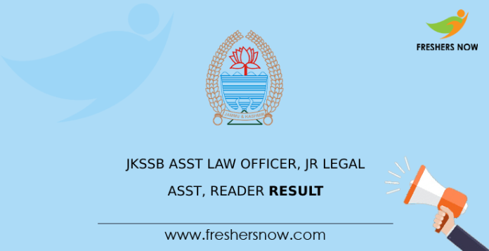 JKSSB Asst Law Officer, Jr Legal Assistant, Reader Result