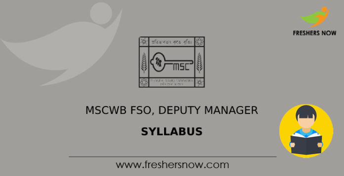 MSCWB FSO, Deputy Manager Syllabus