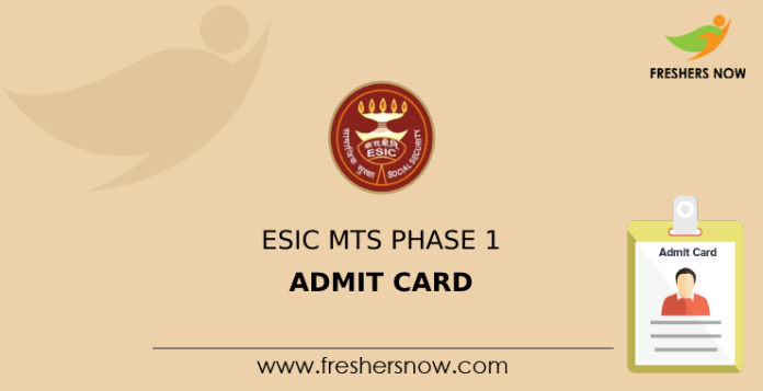 ESIC MTS Phase 1 Admit Card