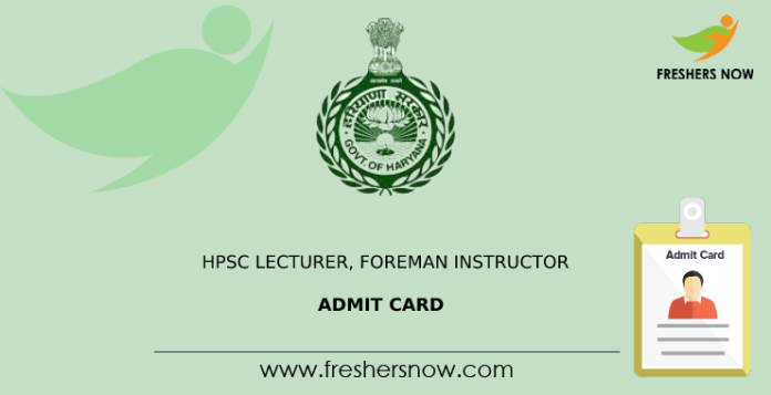 HPSC Lecturer, Foreman Instructor Admit Card