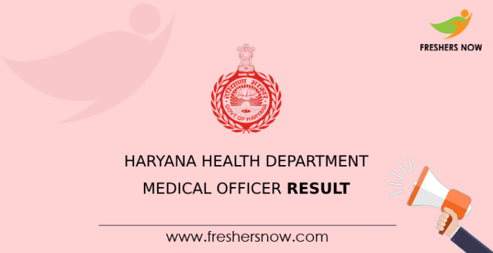 Haryana Health Department Medical Officer Result