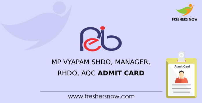 MP Vyapam SHDO, Manager, RHDO, AQC Admit Card