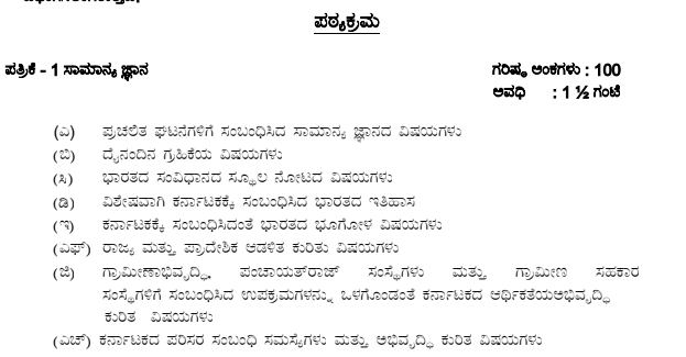 KPSC JE Paper 1 Syllabus