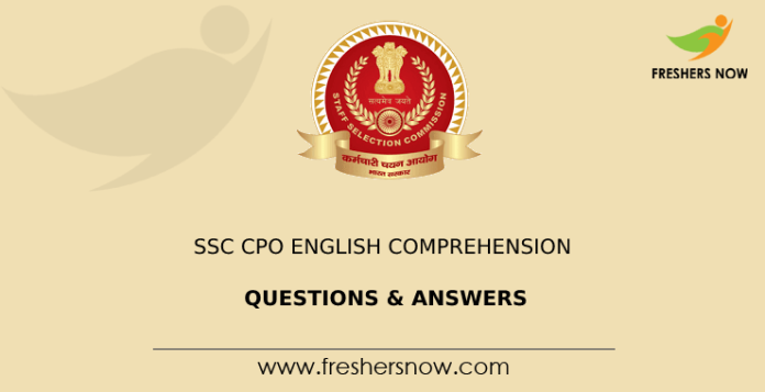 SSC CPO English Comprehension Questions & Answers