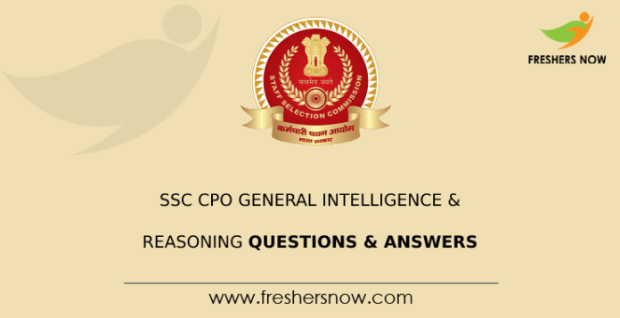 SSC CPO General Intelligence & Reasoning Questions & Answers