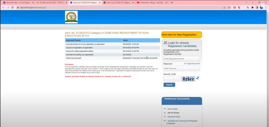 FCI Assistant Grade 3 Registration Process 2022 | How to Apply for FCI AG 3