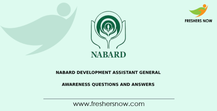 NABARD Development Assistant General Awareness Questions and Answers